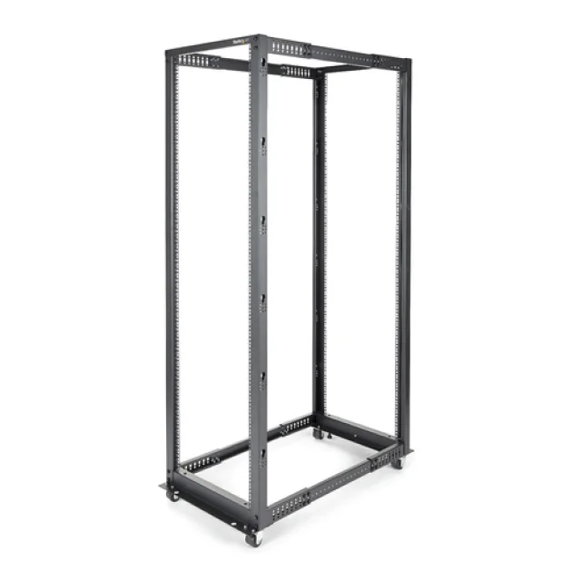 Startech 42U 19" Open Frame Server Rack, 4 Post Adjustable Depth 23-41" Mobile, Free Standing Rolling Network/Computer Equipment Data Rack, Dell PowerEdge, HP ProLiant ThinkServer - Adjustable Server Rack (4POSTRACK42) - Rack - black - 42U - for P/N: CABS