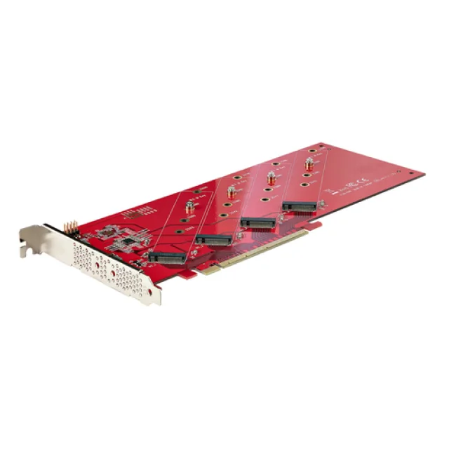 Startech Quad M.2 PCIe Adapter Card, x16 Quad NVMe or AHCI M.2 SSD to PCI Express 4.0, Up to 7.8GBps/Drive, For 2242/2260/2280/22110mm PCIe M-Key M2 SSDs, Bifurcation Required - PC/Linux Compatible (QUAD-M2-PCIE-CARD-B) - Interface adapter - M.2 - Expansi