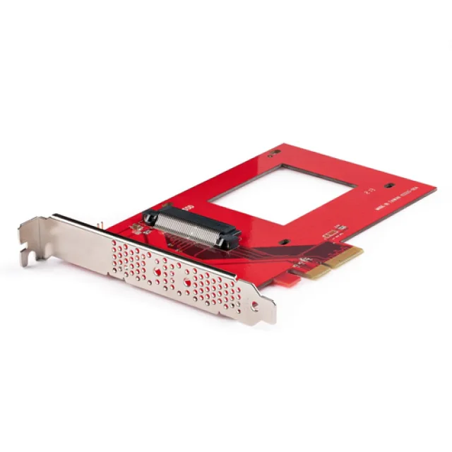 Startech U.3 to PCIe Adapter Card, PCIe 4.0 x4 Adapter For 2.5" U.3 NVMe SSDs, SFF-TA-1001 PCI Express Add-in Card for Desktops/Servers, TAA Compliant - OS Independent (PEX4SFF8639U3) - Interface adapter - 2.5" - U.3 NVMe - PCIe 4.0 x4 - red - TAA Complia