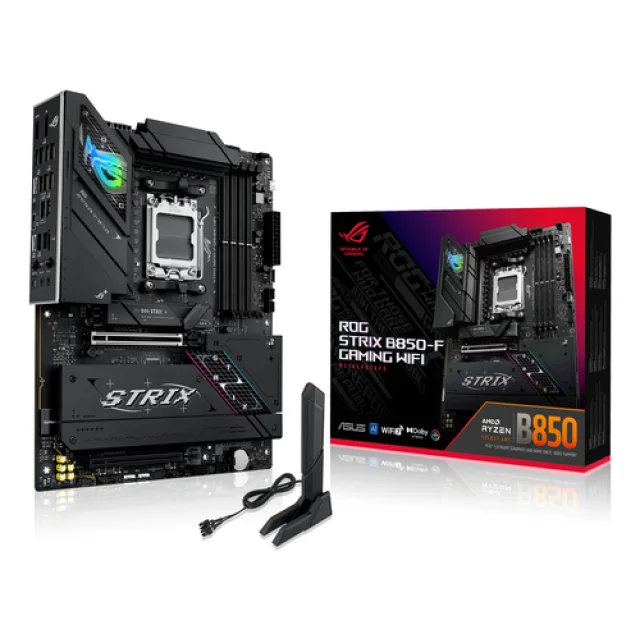 ASUS ROG STRIX B850-F GAMING WIFI - Motherboard - ATX - Socket AM5 - AMD B850 Chipset - USB-C 3.2 Gen 2x2, USB-C 3.2 Gen2, USB 3.2 Gen 2, USB 3.2 Gen 1 - 2.5 Gigabit LAN, Wi-Fi 7, Bluetooth - onboard graphics (CPU required) - HD Audio (8-channel)