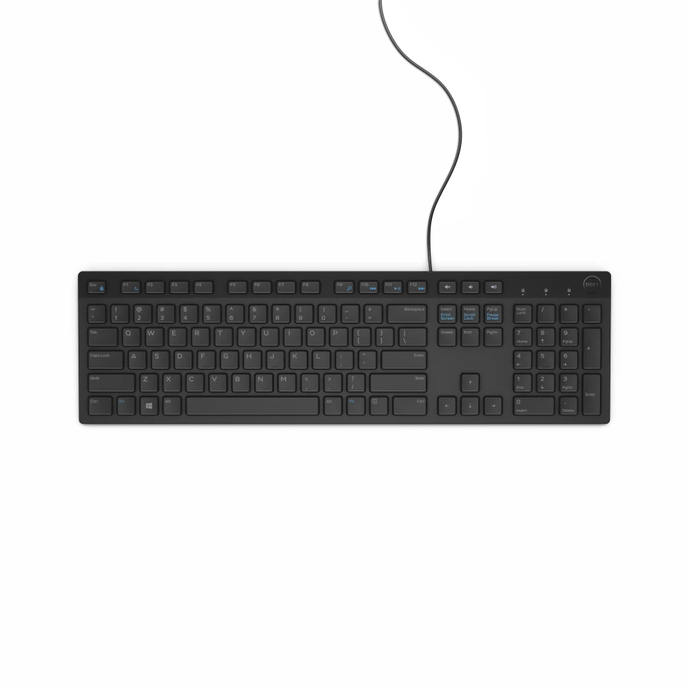 Dell KB216 Wired Multimedia Keyboard, Full-Size Keyboard, USB Plug-and-Play, Compatible with PC and Laptop, QWERTY, UK English Layout, Black