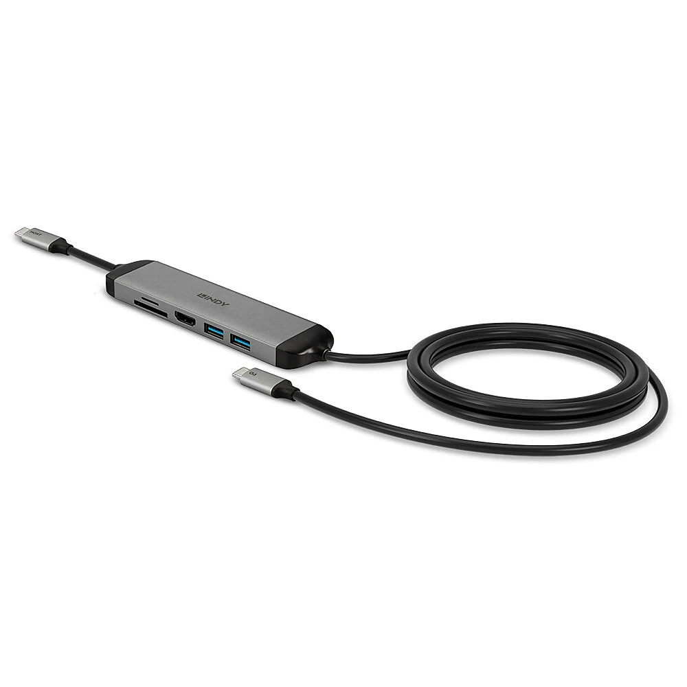 Lindy DST-Micro 140 Laptop Docking Station with USB-C, 1x 4K HDMI and Pass-Through Charging