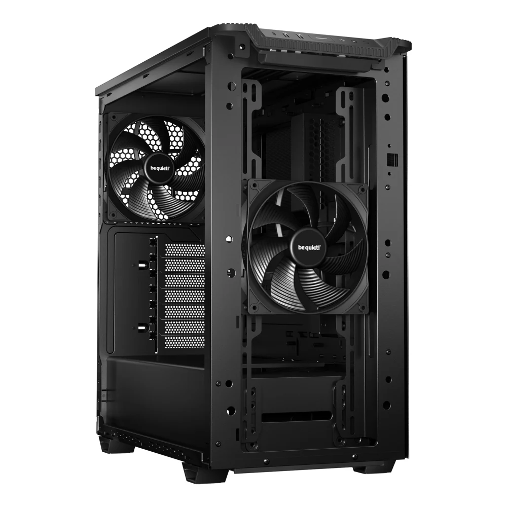 be quiet! Pure Base 501 ATX Mid Tower PC Case – Sleek Black Design, High-Airflow with 2 x Pure Wings 3 140mm Fans, USB-C Front Port, Water-Cooling Ready, Tool-Free Installation, Noise-Optimized