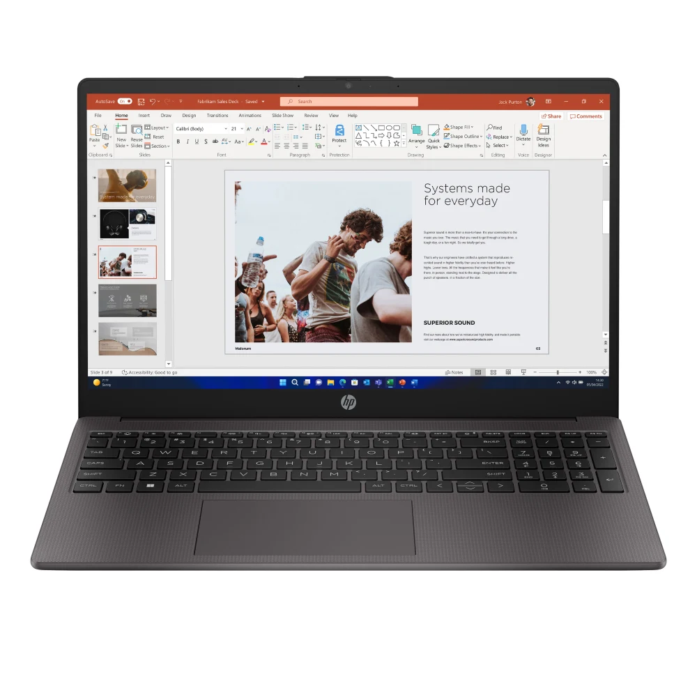 HP 255 G10 AK9V0AT#ABU Laptop, 15.6 Inch Full HD 1080p Screen, AMD Ryzen 5-7530U Processor, 16GB RAM, 512GB SSD, Windows 11 Home