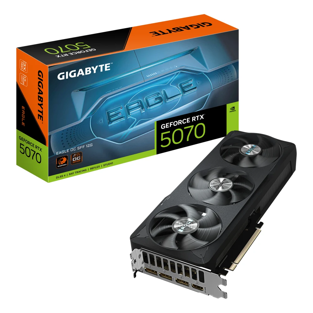 Gigabyte NVIDIA GeForce RTX 5070 EAGLE OC SFF 12GB GDDR7 Graphics Card, 6144 CUDA Cores, 2587 MHz Core Clock, Triple Fan, 3x DisplayPorts / 1x HDMI Port