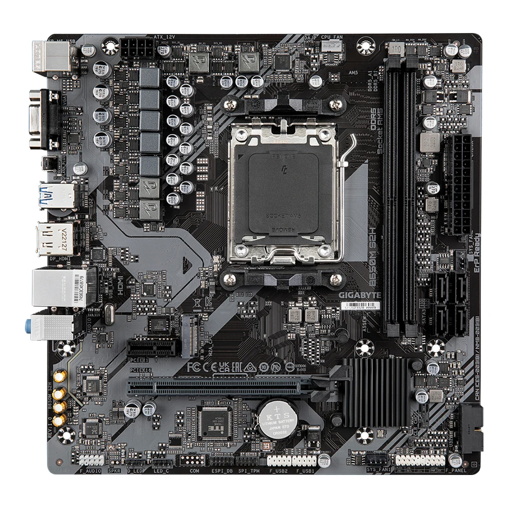 Gigabyte B650M S2H Ultra Durable AMD AM5 Socket Motherboard, Micro-ATX, 2x DDR5 Slots, 1x M.2 Socket, GbE LAN, 1x D-Sub / 1x DisplayPort / 1x HDMI Port