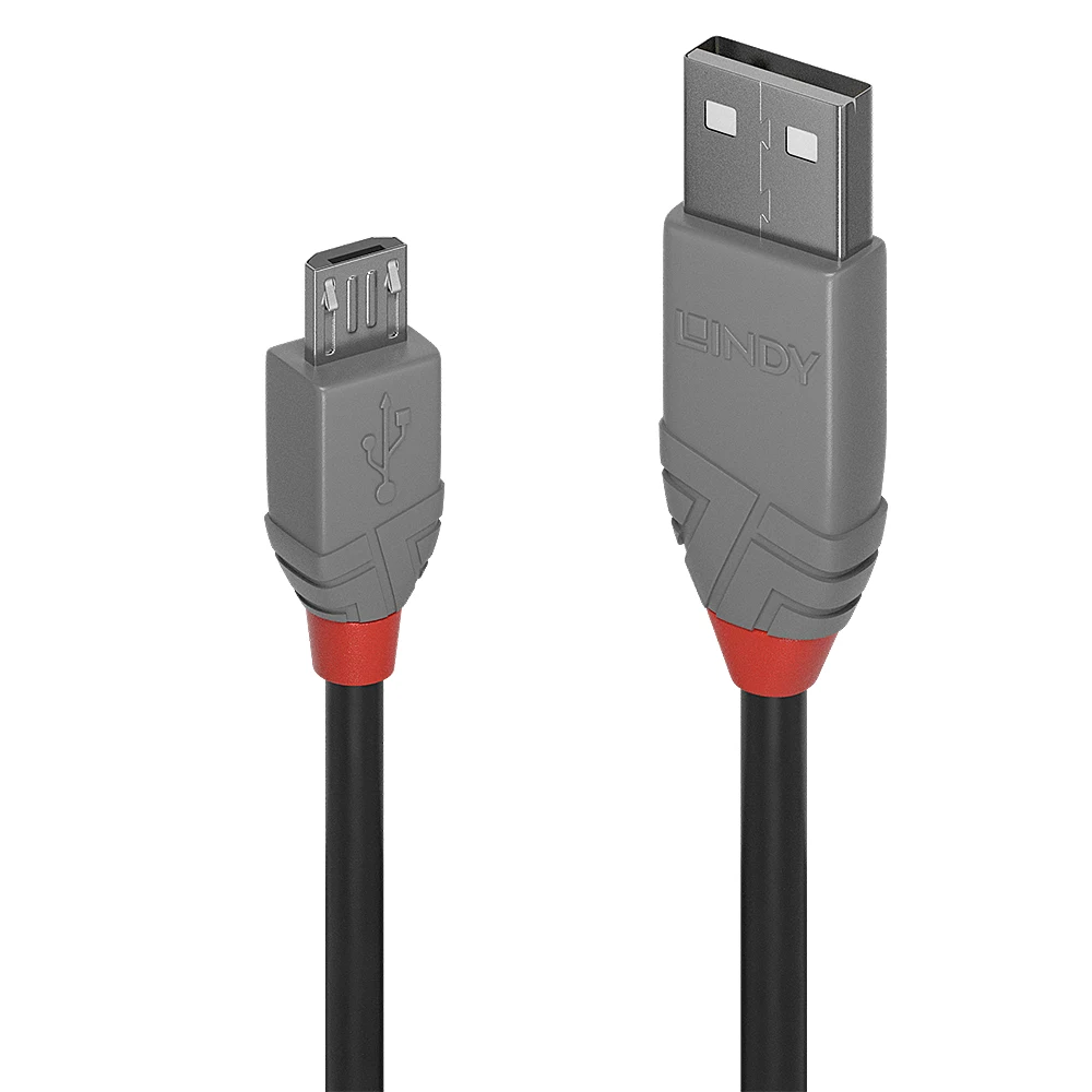 Lindy 36730 0.2m USB 2.0 Type A to Micro-B Cable, Anthra Line