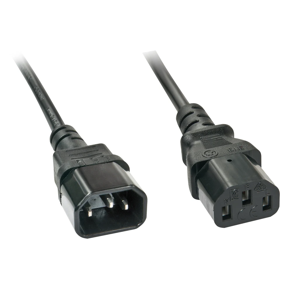 Lindy 30331 2m IEC C13 (Kettle) To IEC C14 (Kettle) Mains Extension Cable - Black