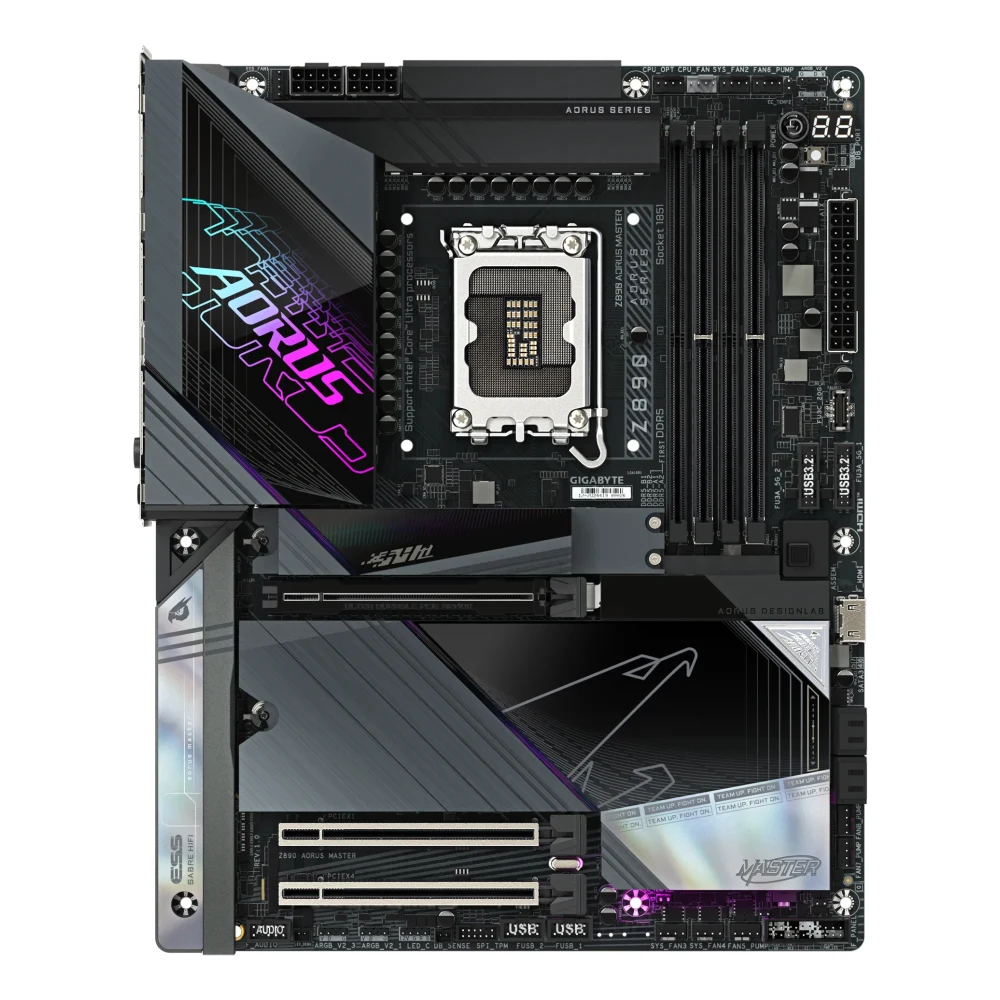 Gigabyte Z890 AORUS MASTER Intel 1851 Socket Motherboard, ATX, 4x DDR5 Slots, 5x M.2 Sockets, Fitted I/O Shield, 10GbE LAN, Wi-Fi 7, 2x USB-C (USB4)