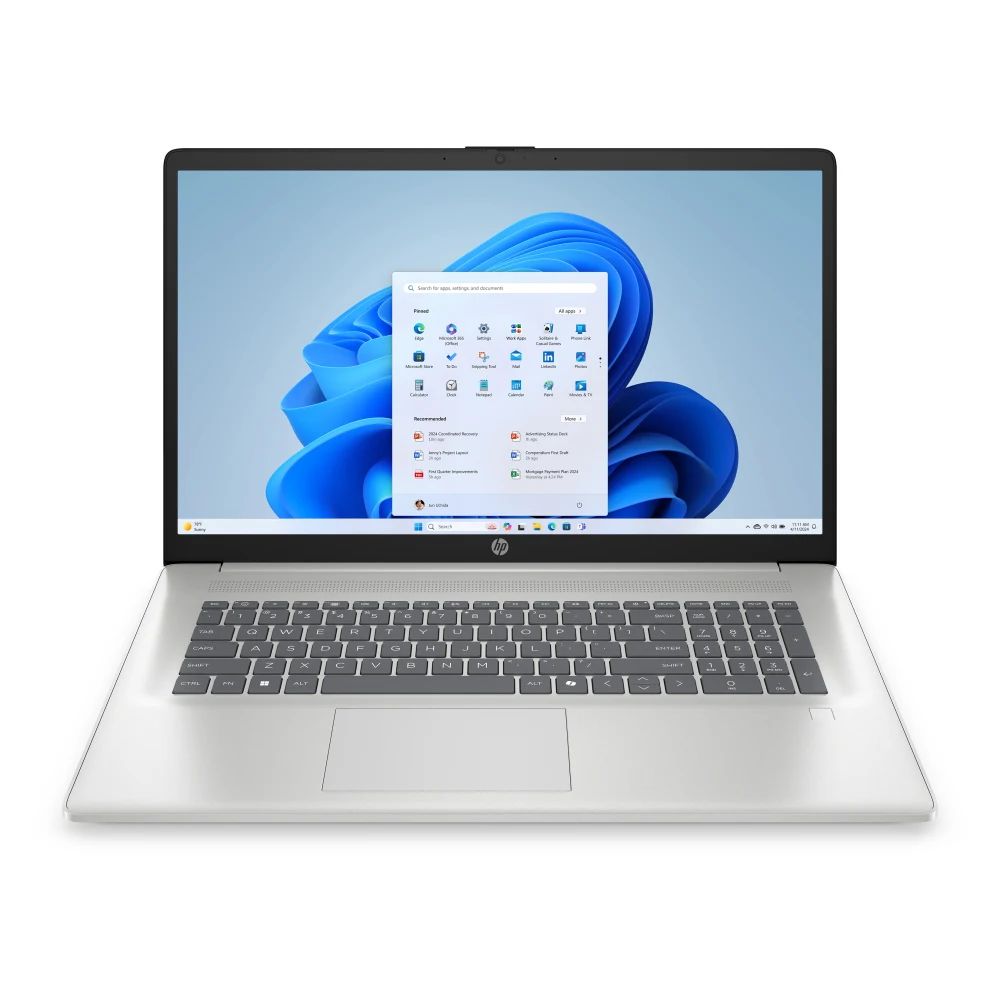 HP 17-cp2008na Laptop, 17.3 Inch Full HD Screen, AMD Ryzen 5-7520U Processor, 8GB DDR5 RAM, 512GB SSD, Radeon Graphics, Windows 11 Home