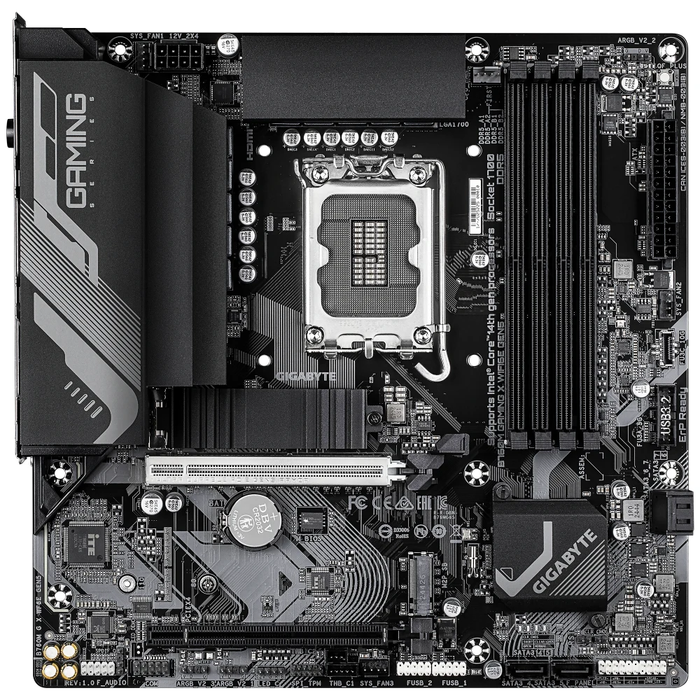 Gigabyte B760M GAMING X WIFI6E GEN 5 INTEL Socket Motherboard, Micro-ATX, 4x DDR5 Slots, 2x M.2 Socket, 2.5GbE LAN, Wi-Fi 6E, 1x HDMI Port / 1x Display Port