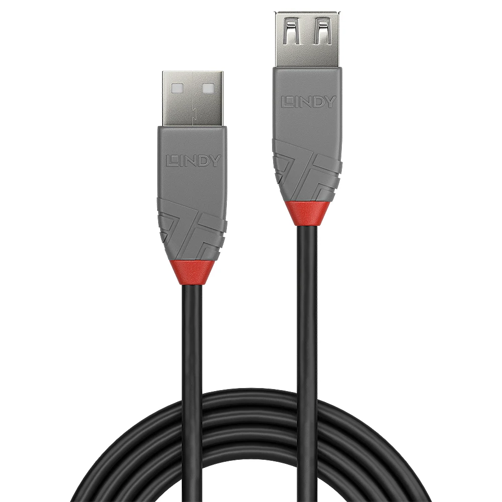 Lindy 36701 0.5m USB-A (M) 2.0 To USB-A (F) 2.0 Anthra Line 480Mbps Extension Cable - Black