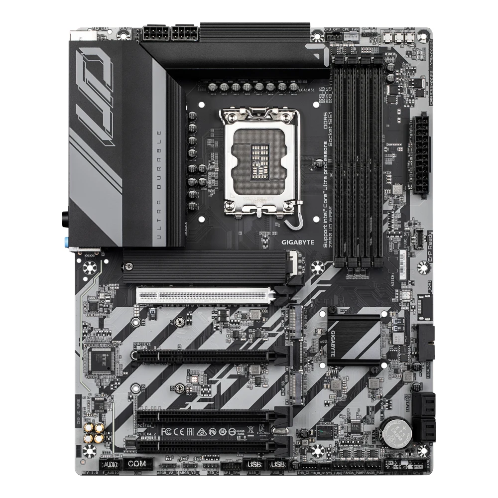 Gigabyte Z890 UD WIFI6E Ultra Durable Intel 1851 Socket Motherboard, ATX, 4x DDR5 Slots, 3x M.2 Sockets, 2.5GbE LAN, Wi-Fi 6E, 1x DisplayPort / 1x USB-C (USB4)
