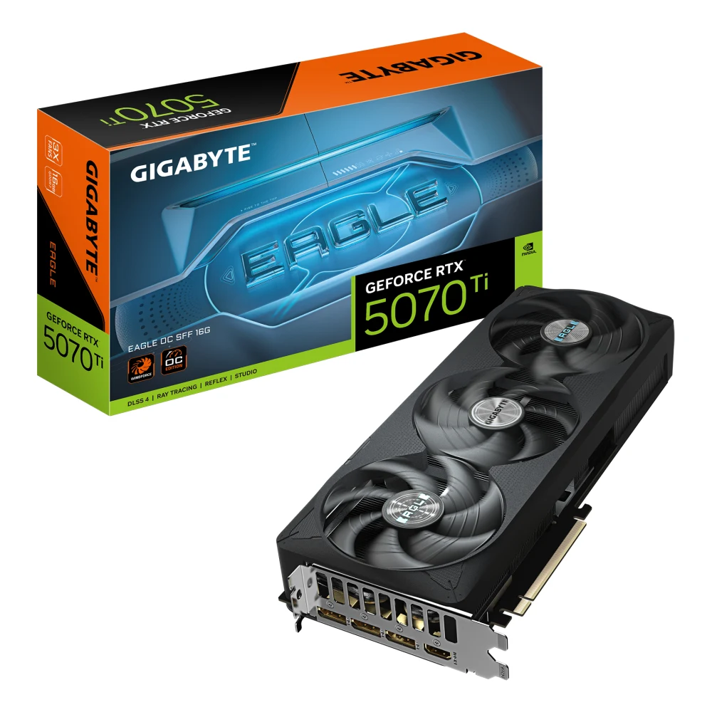 Gigabyte NVIDIA GeForce RTX 5070 Ti EAGLE OC SFF 16GB GDDR7 Graphics Card, 8960 CUDA Cores, 2542 MHz Core Clock, Triple Fan, 3x DisplayPorts / 1x HDMI Port