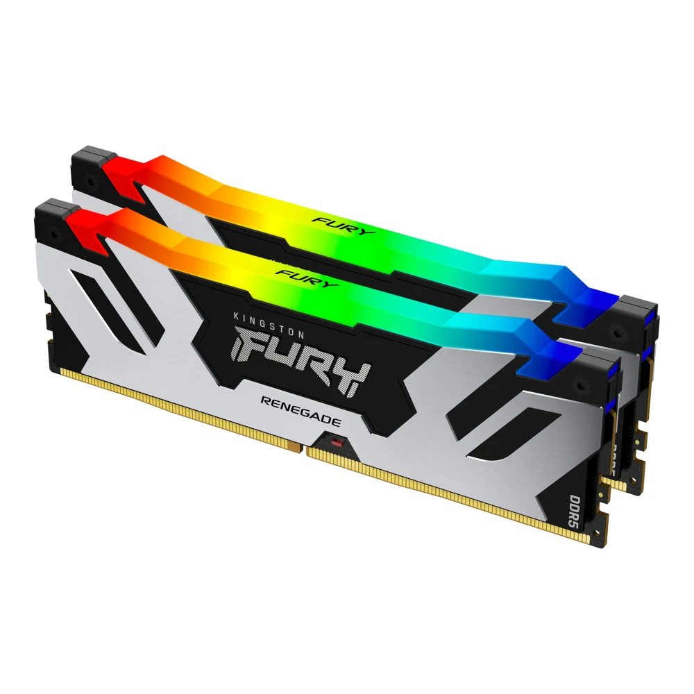 Kingston FURY Renegade KF564C32RSAK2-32 32GB (2x 16GB) DIMM System Memory, 6400MHz, DDR5, CL32, Silver, RGB, Intel XMP