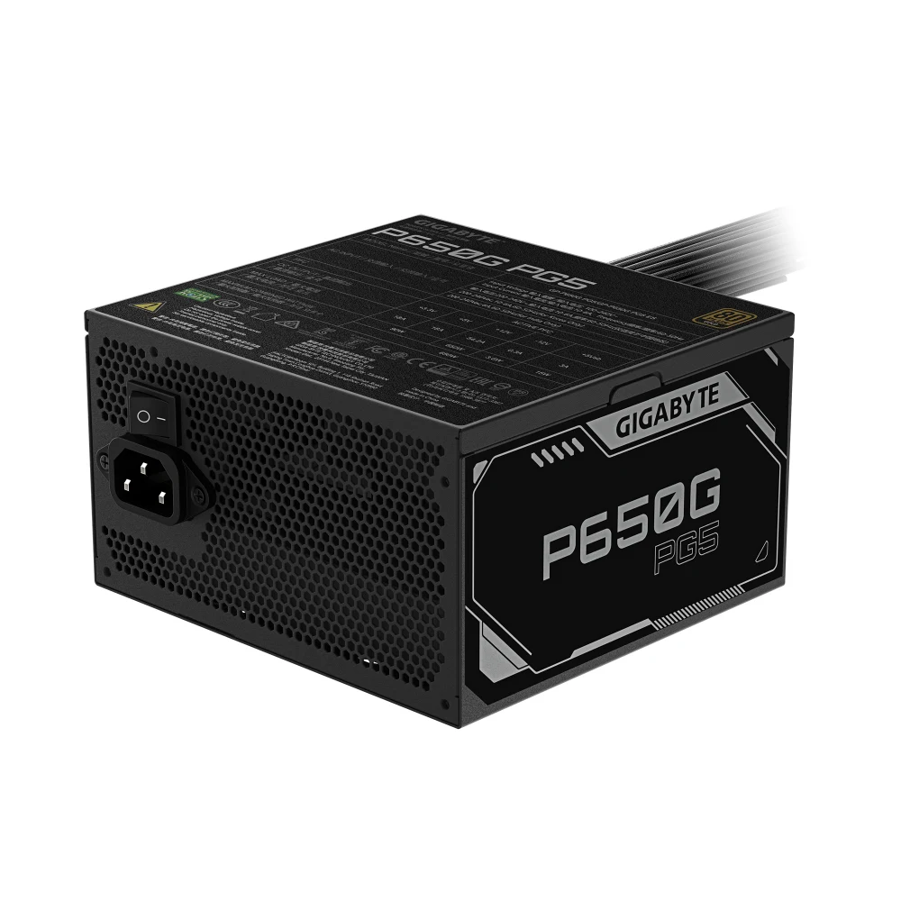 Gigabyte P650G PG5 650W ATX 3.1 Fully Modular Power Supply Unit, 80 Plus Gold Efficiency, PCIe 5.1 12VHPWR Connector, Gaming PC PSU