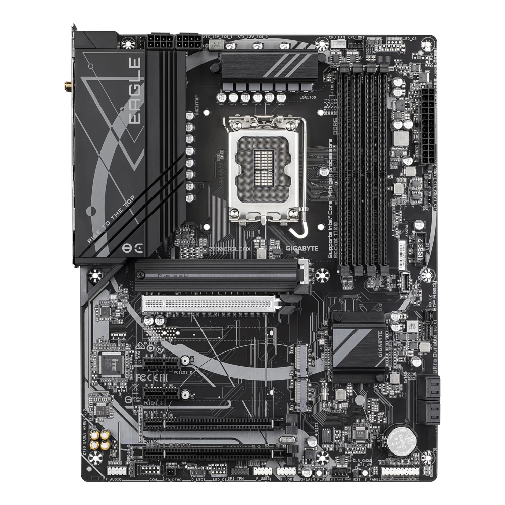 Gigabyte Z790 EAGLE AX Intel 1700 Socket Motherboard, ATX, 4x DDR5 Slots, 3x M.2 Sockets, Fitted I/O Shield, 2.5GbE LAN, Wi-Fi 6E, 1x DisplayPort / 1x HDMI Port