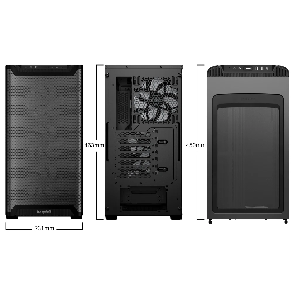 be quiet! Pure Base 501 LX Airflow Window Black ATX Mid Tower Case with USB-A, USB-C, 4 x Light Wings LX Black ARGB PWM Fans