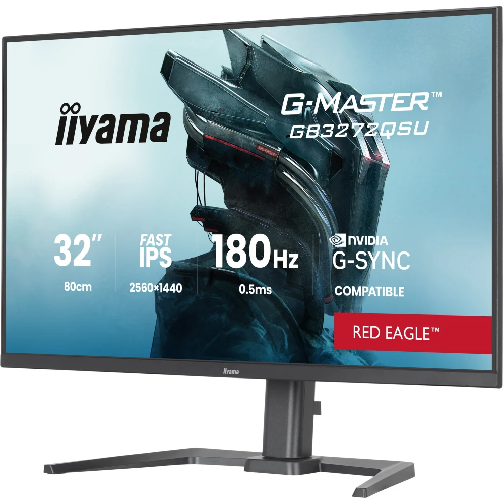 iiyama G-Master Red Eagle gaming monitor GB3272QSU-B1 32" Black, 2560 x 1440, 0.5ms, 180hz, Nvidia G-Sync, HDMI, DisplayPort, Height Adjustable, PIP and PBP