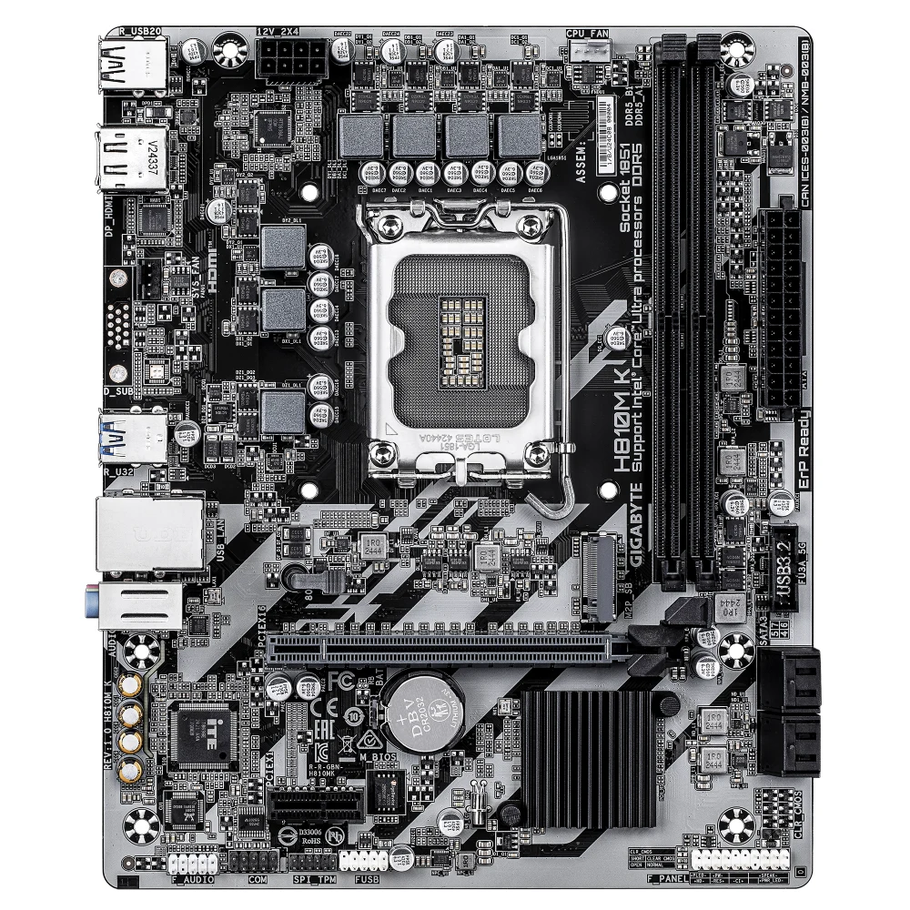 Gigabyte H810M K Intel 1851 Socket Motherboard, Micro ATX, 2x DDR5 Slots, 1x M.2 Socket, GbE LAN, 1x DisplayPort / 1x HDMI Port