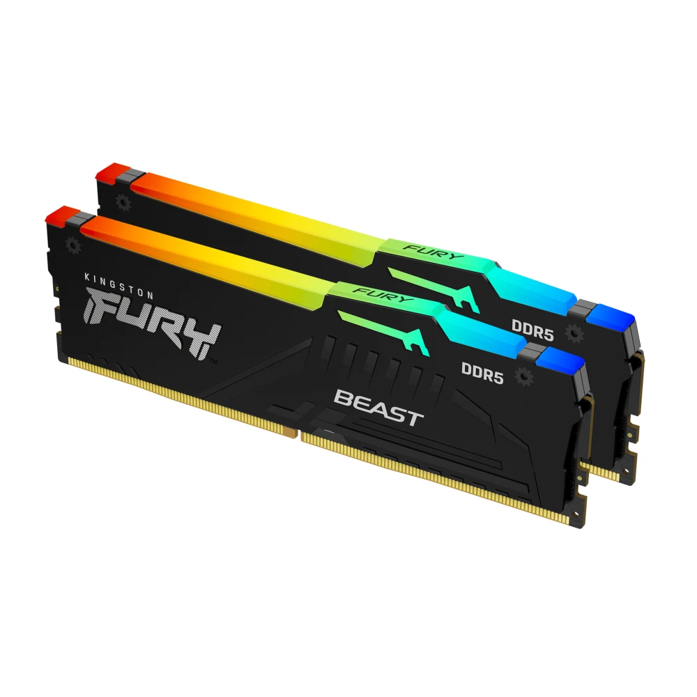 Kingston FURY Beast KF552C40BBAK2-32 32GB (2x 16GB) DIMM System Memory, 5200MHz, DDR5, CL40, Black, RGB, Intel XMP