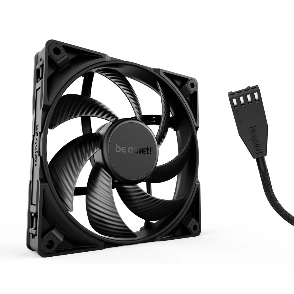 be quiet! Silent Wings Pro 4 PWM Black Fan, 140mm, 2400RPM, 4-Pin PWM Fan Connector, Black Frame, Black Blades, Optimized Fan Blades for the Highest Performance for Radiators & Heat Sinks, 3 Mounting Options, 3 Speed Switch