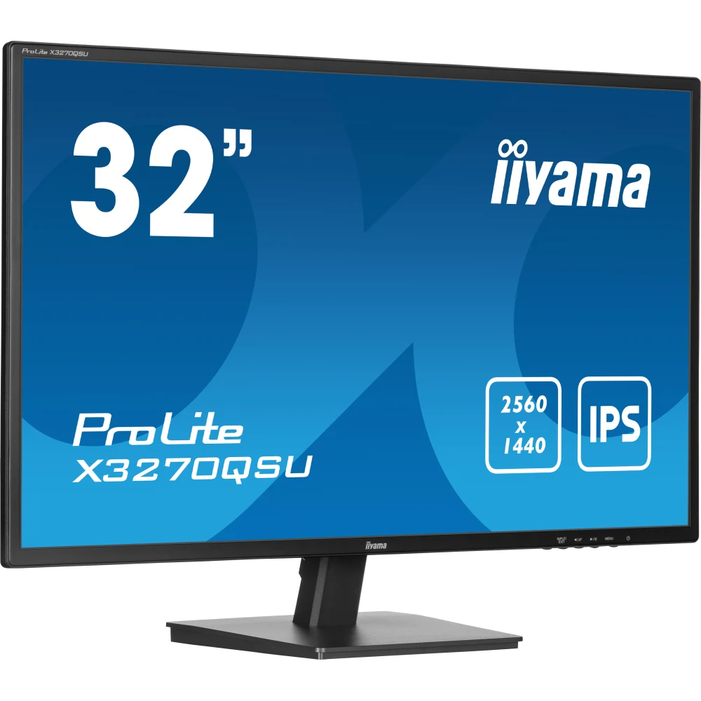 iiyama PROLITE XB3270QSU-B1 32 inch IPS Monitor, WQHD, 3ms, HDMI, DisplayPort, USB Hub, Freesync, 100Hz, Speakers, Black, Internal PSU, Height Adjustable, VESA
