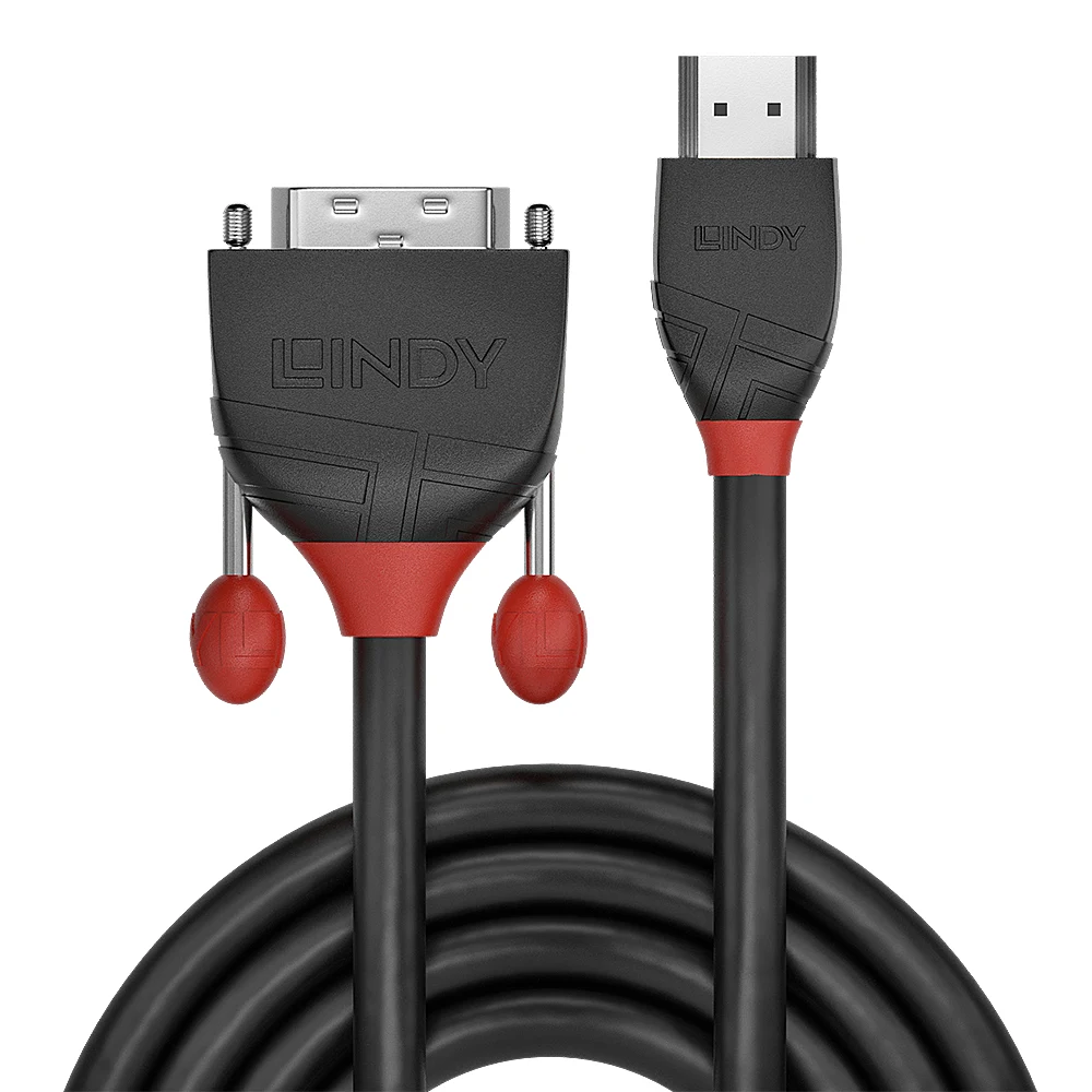 Lindy 36272 2m HDMI (M) To DVI-D (M) Black Line 1920x1200@60Hz Max Resolution  - Black