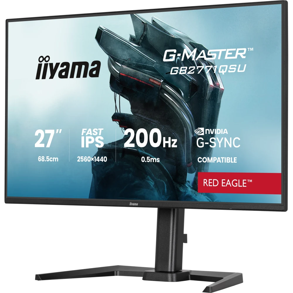iiyama G-Master Red Eagle gaming monitor GB2771QSU-B1 27" Black, Height Adjustable, QHD Resolution, Ultra Slim Bezel, IPS, 200Hz, 0.5ms, Nvidia G-Sync, HDMI, Display Port, USB Hub