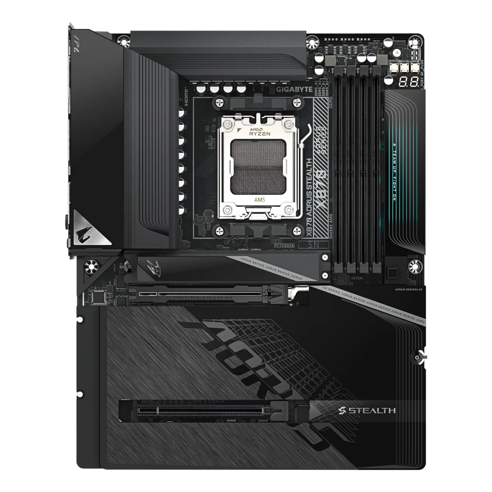 Gigabyte X870 AORUS STEALTH AMD AM5 Socket Motherboard, ATX, 4x DDR5 Slots, 4x M.2 Socket, 5GbE LAN, Wi-Fi 7, 1x HDMI Port / 2x USB-C (USB4)