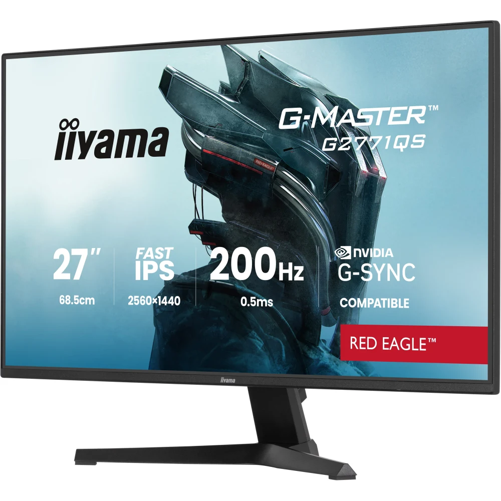 iiyama G-Master Red Eagle gaming monitor G2771QS-B1 27" Black, Ultra Slim Bezel, QHD Resolution, IPS, 200Hz, 0.5ms, Nvidia G-Sync, HDMI, Display Port, Black Tuner