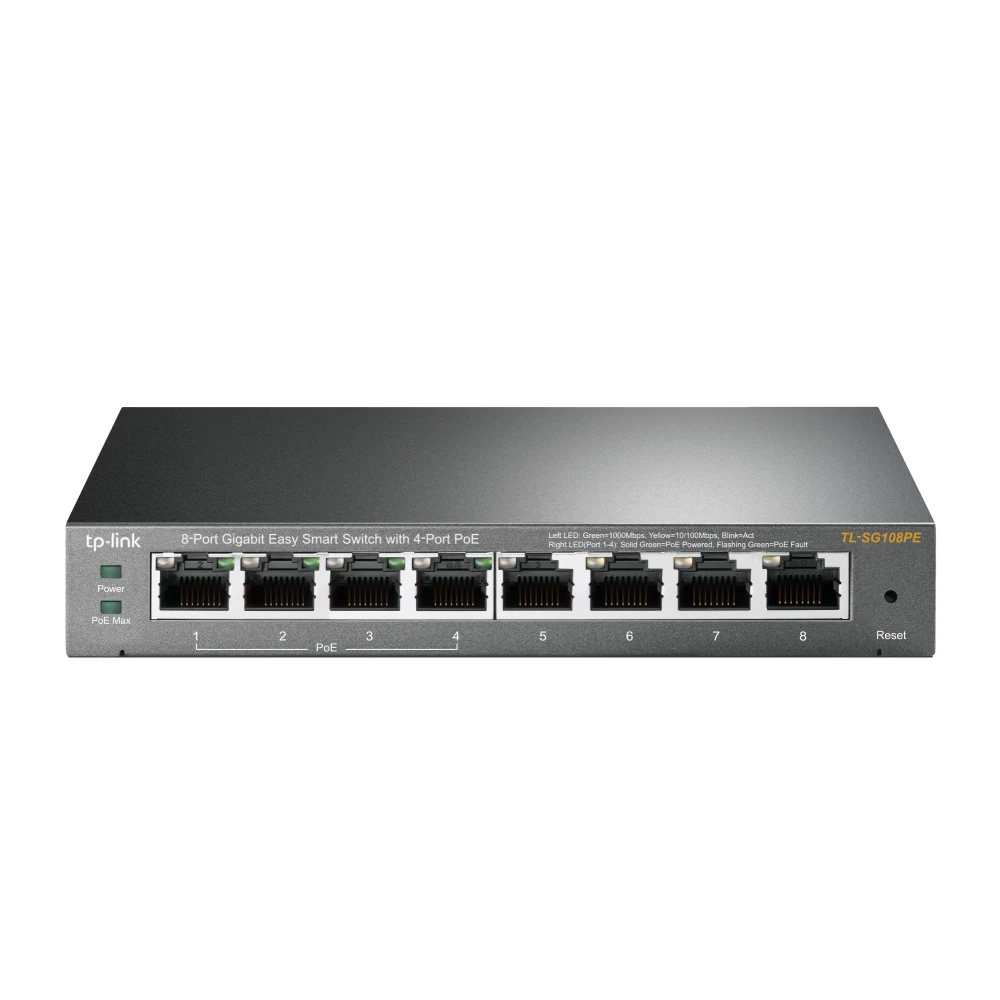 TP-Link TL-SG108PE 8-Port Metal Gigabit Easy Smart Switch with 4-Port PoE+ (64W)