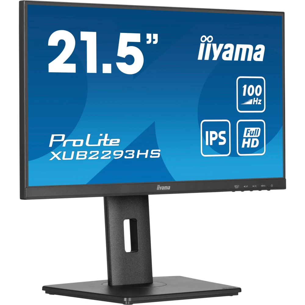 iiyama PROLITE XUB2293HS-B6 22 inch IPS Monitor, Full HD, 1ms, HDMI, DisplayPort, Freesync, 100Hz, Speakers, Black, Internal PSU, Height Adjust, Pivot, ACR, VESA