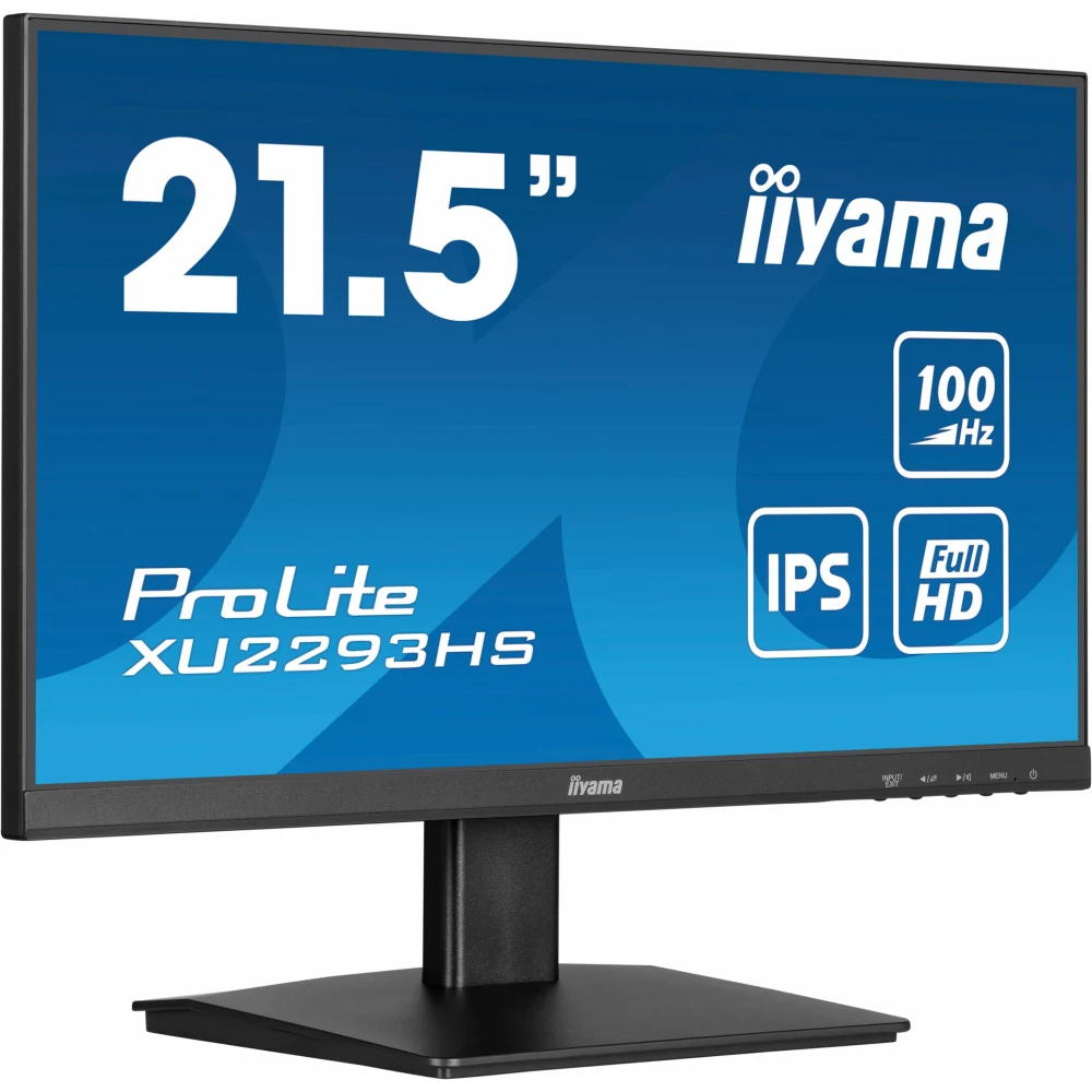 iiyama PROLITE XU2293HS-B6 22 inch IPS Monitor, Full HD, 1ms, HDMI, DisplayPort, Freesync, 100Hz, Speakers, Black, Internal PSU, VESA