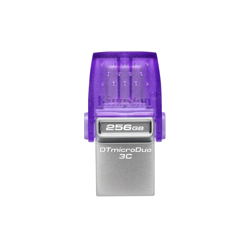 Kingston DataTraveler microDuo 3C 256GB OTG Dual USB-A to USB-C USB 3.2 Gen 1 Flash Drive, Purple