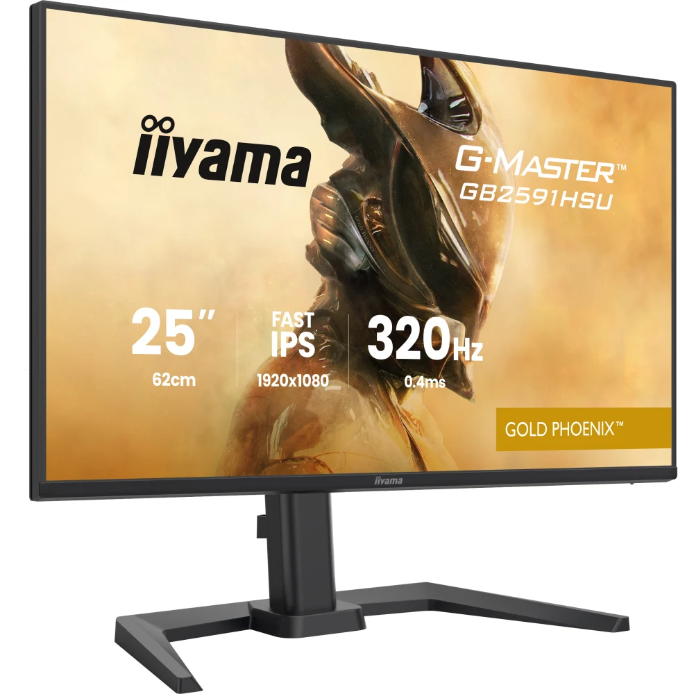 iiyama G-Master GB2591HSU-B1 24.5-Inch Fast IPS LCD, 1920x1080, up to 320Hz, 350 cd/m2 Brightness, 0.4ms MPRT , 2 x HDMI 2.1 + 1 x DP, USB Hub 2x USB 3.2 + 2x USB-C, G-SYNC Compatible/FreeSync Premium, HDR10, 2x2W Speakers, Aux, Height Adjustable Stand