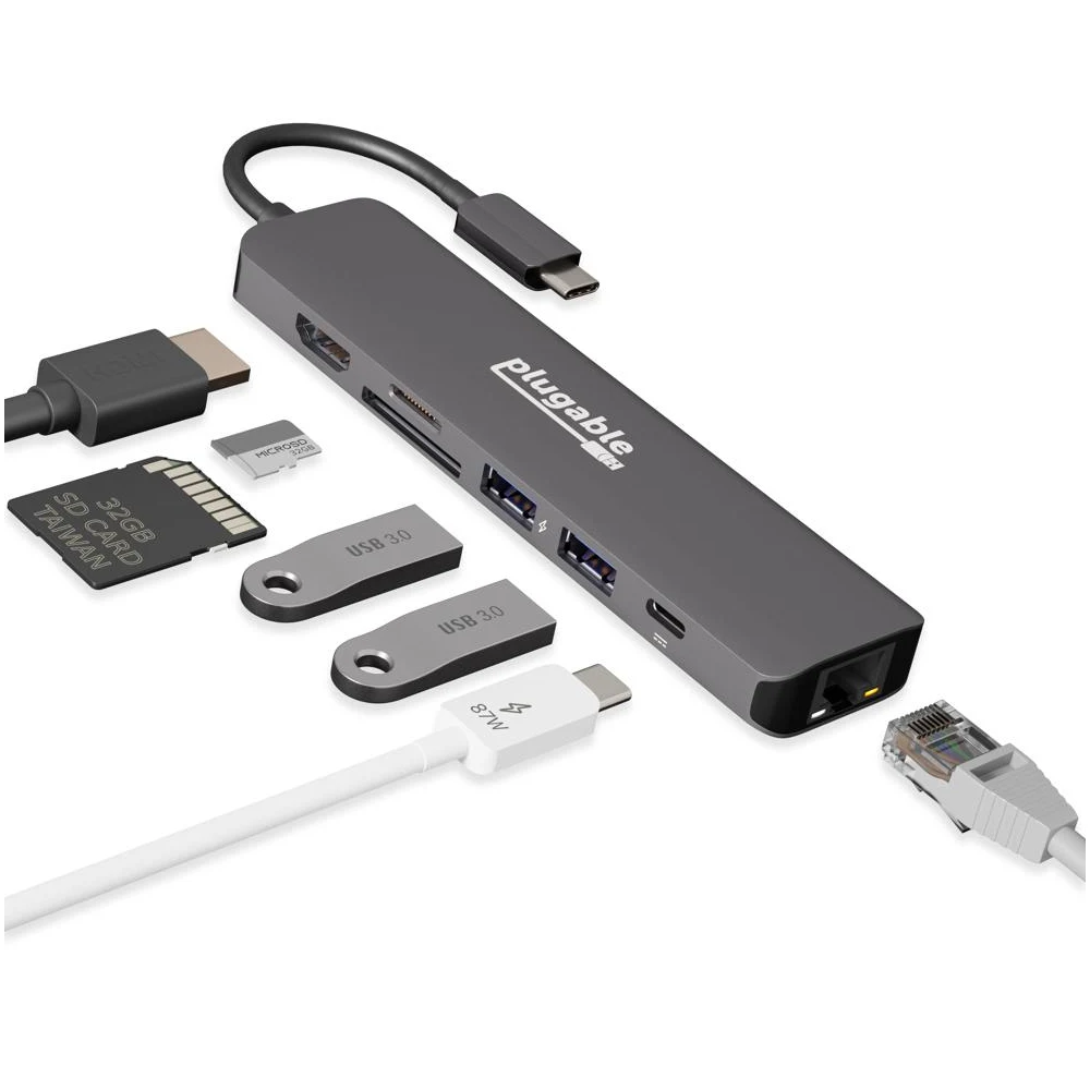 Plugable USBC-7IN1E Portable USB-C Ethernet Docking Station