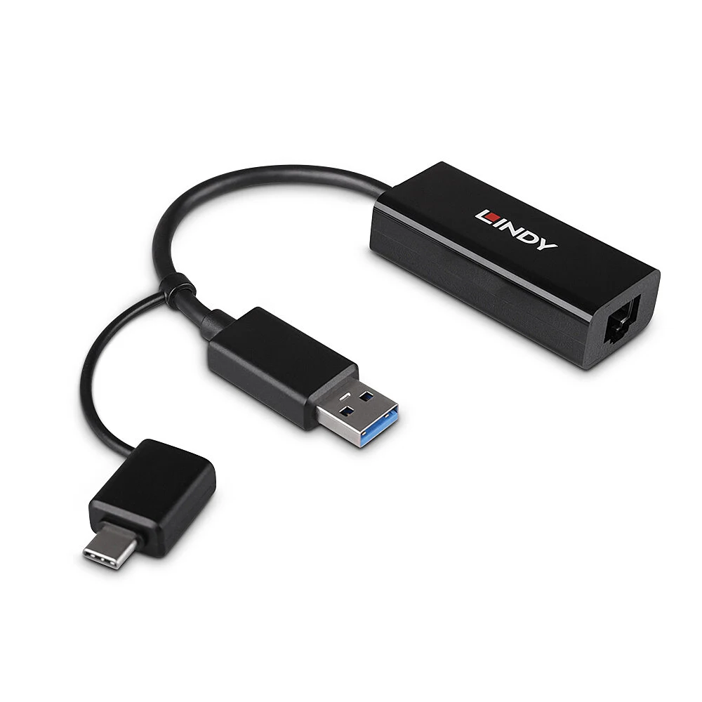 Lindy USB 3.2 Gen 1 Gigabit Ethernet Converter, Bus-Powered, No External Power Supply Required