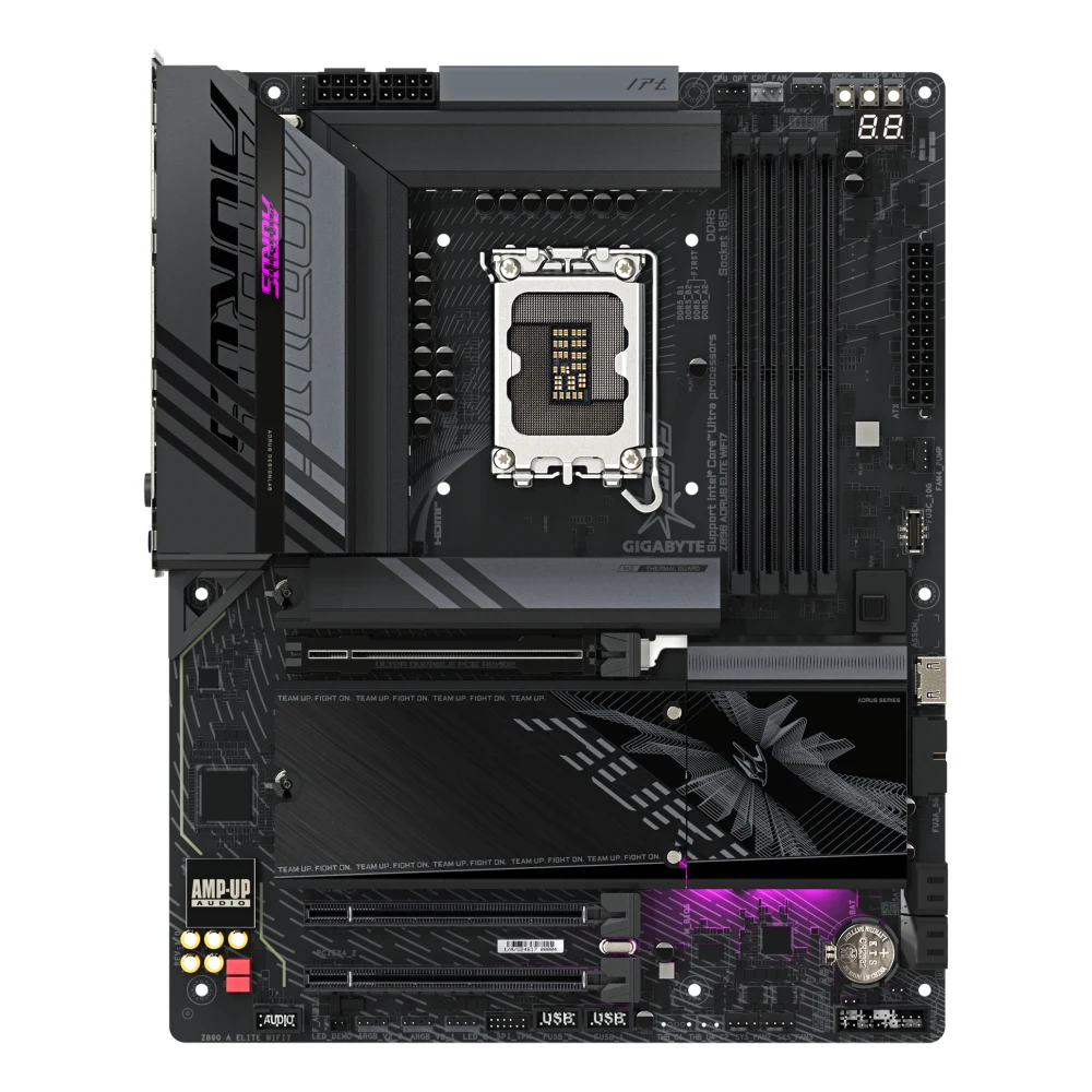Gigabyte Z890 AORUS ELITE WIFI7 Intel 1851 Socket Motherboard, ATX, 4x DDR5 Slots, 4x M.2 Sockets, Fitted I/O Shield, 2.5GbE LAN, Wi-Fi 7, 1x DisplayPort / 1x USB-C (USB4)