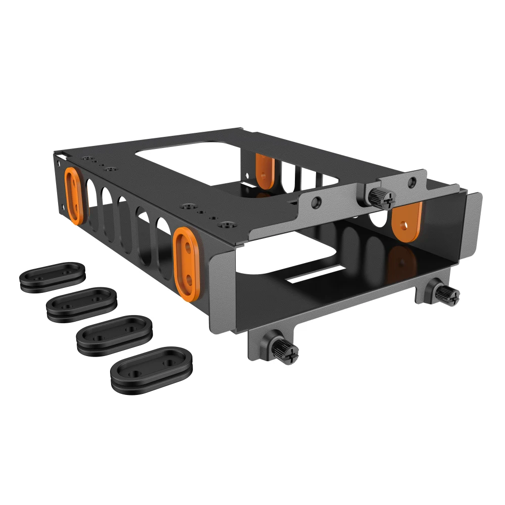 be quiet! HDD Cage, Mounting for One HDD or Two SSDs, Black & Orange Rubber Decouplings Included, Compatible with Most be quiet! Cases