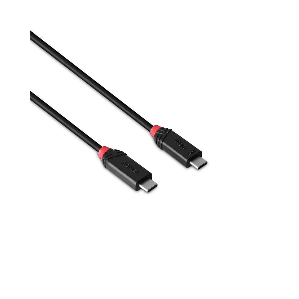 Lindy Black Line 37002 2m USB4 240W Cable, 24 pin USB-C (M) to 24 pin USB-C (M)