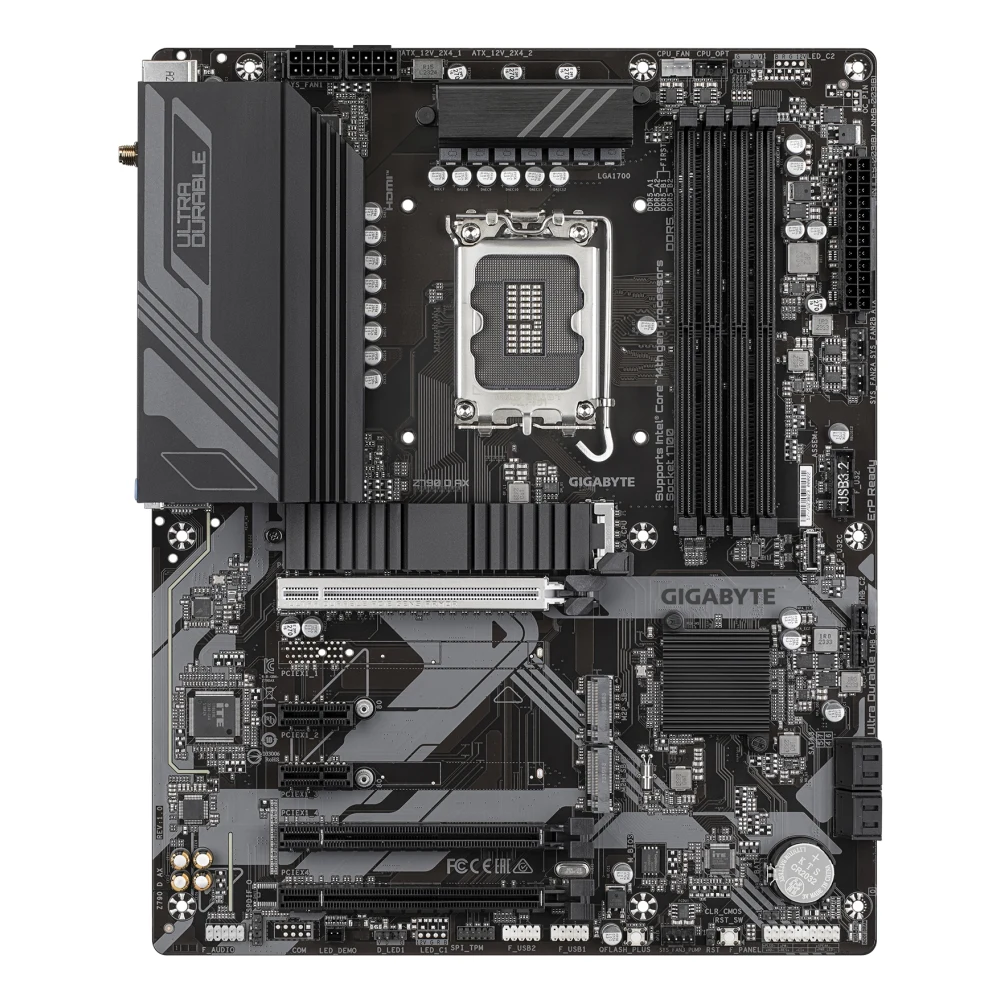 Gigabyte Z790 D AX Ultra Durable Intel 1700 Socket Motherboard, ATX, 4x DDR5 Slots, 3x M.2 Sockets, 2.5GbE LAN, Wi-Fi 6E, 1x DisplayPort / 1x HDMI Port