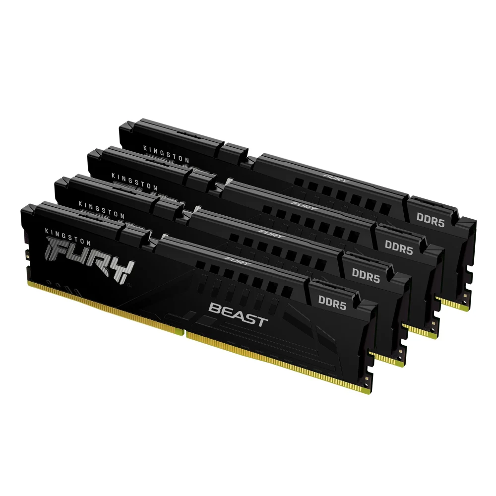 Kingston FURY Beast KF556C40BBK4-128 128GB (4x 32GB) DIMM System Memory, 5600MHz, DDR5, CL40, Black, Intel XMP
