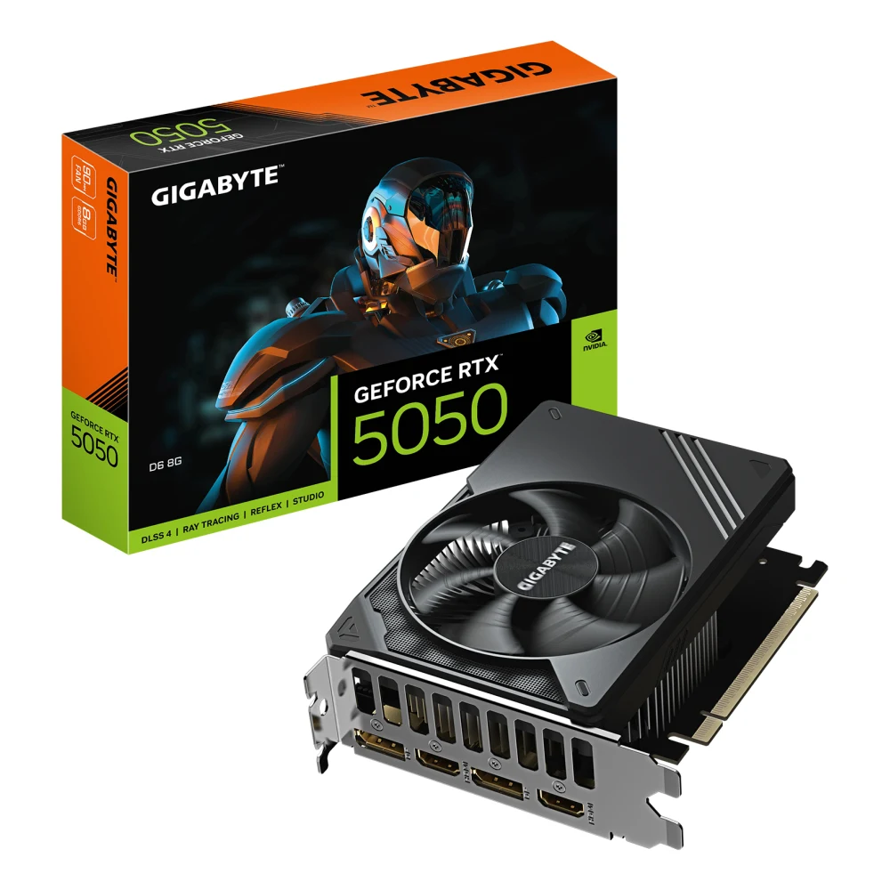 Gigabyte NVIDIA GeForce RTX 5050 D6 8GB GDDR6 Graphics Card, 2560 CUDA Cores, 2572 MHz Core Clock, Single Fan, 2x DisplayPorts / 2x HDMI Ports