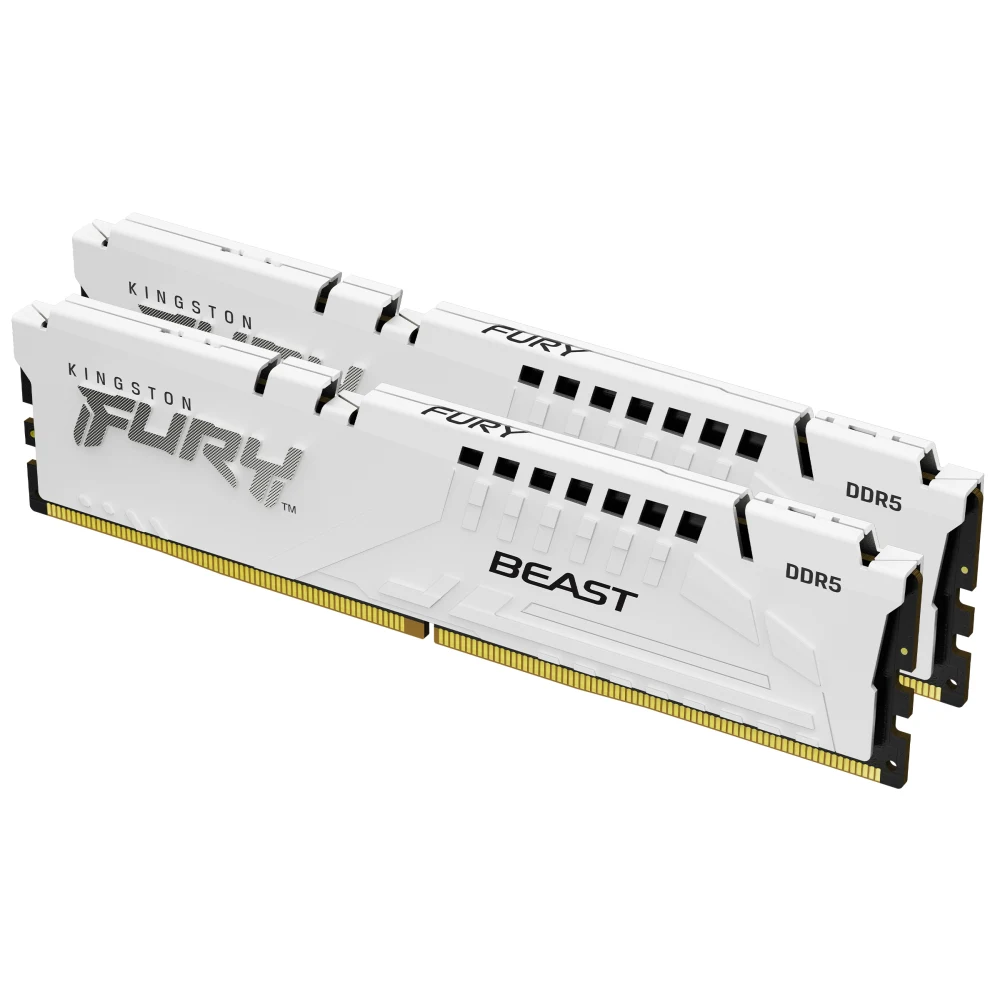 Kingston FURY Beast KF564C32BWEK2-64 64GB (2x 32GB) DIMM System Memory, 6400MHz, DDR5, CL32, White, Intel XMP, AMD EXPO