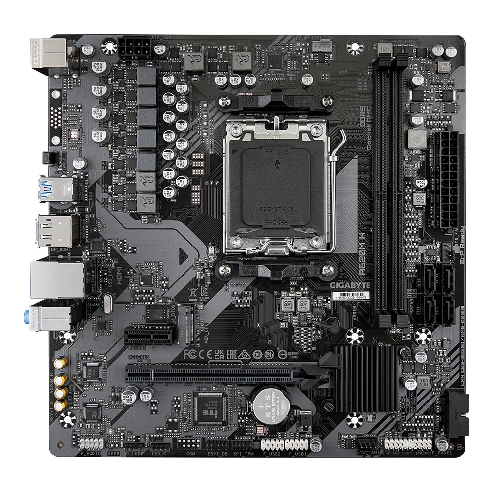 Gigabyte A620M H Ultra Durable AMD AM5 Socket Motherboard, Micro-ATX, 2x DDR5 Slots, 1x M.2 Socket, GbE LAN, 1x DisplayPort / 1x HDMI Port