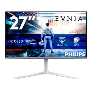 Philips Evnia 6000 27M2N6501L - OLED monitor - gaming - 27" (26.5" viewable) - 2560 x 1440 QHD @ 240 Hz - 400 cd/m² - 1500000:1 - HDR10 - 0.03 ms - 2xHDMI, DisplayPort - white