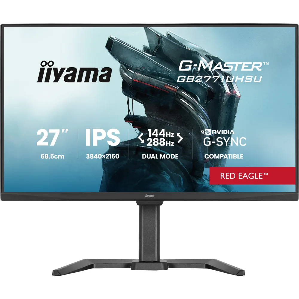 iiyama G-MASTER Red Eagle GB2771UHSU-B1 - LED monitor - gaming - 27" - 3840 x 2160 4K @ 144 Hz - IPS - 450 cd/m² - 1500:1 - 0.8 ms - 2xHDMI, DisplayPort - speakers - black, matte