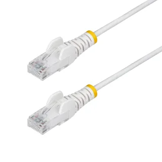 Startech - Patch cable - RJ-45 (M) to RJ-45 (M) - 25 cm - 3.6 mm - UTP - CAT 5/5e/6 - IEEE 802.3bt - halogen-free, snagless, straight - white