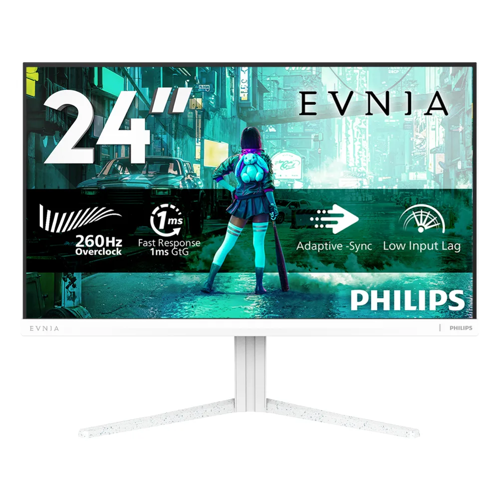 Philips Evnia 3000 24M2N3201PL - LED monitor - 24" (23.8" viewable) - 1920 x 1080 Full HD (1080p) @ 260 Hz - Fast IPS - 1000:1 - HDR10 - 0.3 ms - HDMI, DisplayPort - white